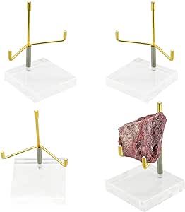 4Pcs Acrylic Easel Display Stand, Acrylic Easel Stand with Adjustable Metal Arms, Rock Display Stand Crystal Display Stand, Geode Stand for Gemstones Fossils Crystal Minerals (2.4 × 2.4 × 3.5 Inch) Acrylic Easel, Rock Display, Crystal Display, Easel Stand, Crystals Minerals, Display Stand, Home Decor Furniture, Photo Storage, Home Kitchen