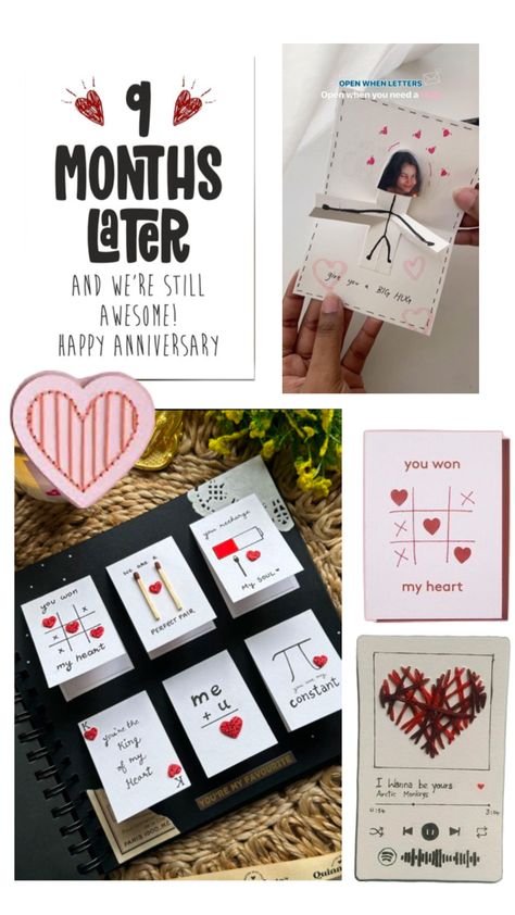 1 Month Card For Boyfriend, 6 Months Anniversary Card Ideas, 6 Month Anniversary Card Ideas, One Month Anniversary Notes, 6 Month Card Anniversary, 9 Month Anniversary, Open When Letters, Open When, Monkey 3