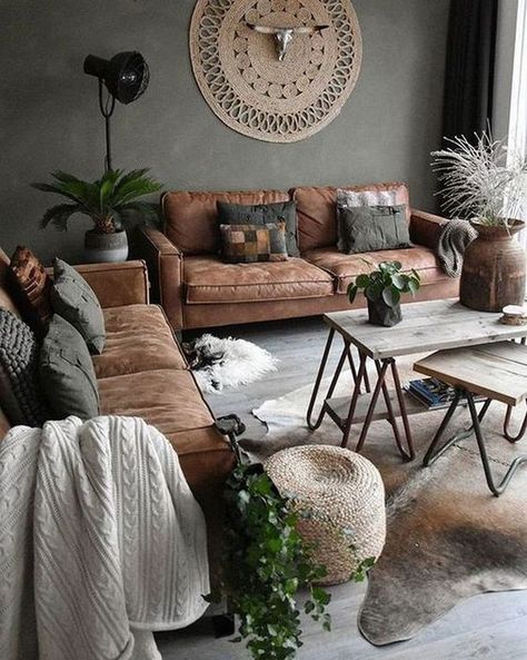 The Brown Living Room Decor Guide You Should Follow Today | Decoholic Mocha Sofa, Apartment Livingroom, Living Room Design Boho, Sophisticated Boho, Brown Living Room Decor, Boho Lounge, Living Room Trends, Room Deco, Brown Living Room