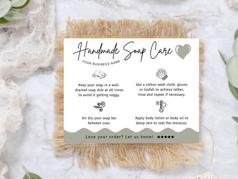 Soap Maker, Boho Theme, Soap Packaging, Cards Printable, Handcrafted Soaps, Care Card, Handmade Soaps, Microsoft Word, Printable Cards