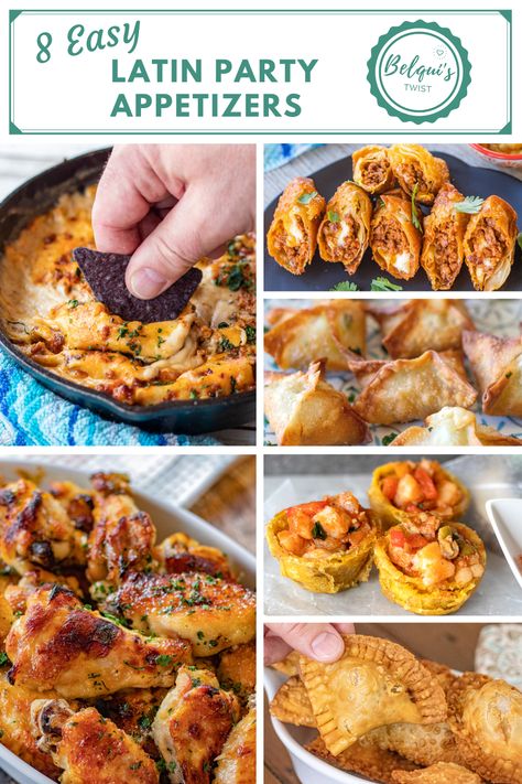 Spanish Appetizers Tapas Party Finger Foods, Cuban Appetizers Finger Foods, Latino Finger Foods, Latin Party Food, Easy Cuban Appetizers, Spanish Appetizers For Party, Latin American Appetizers, Havana Nights Party Food, International Finger Foods