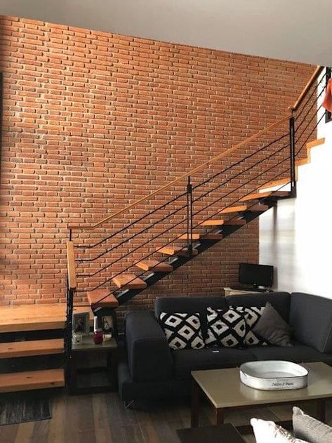 Modern Brick House, Vstupná Hala, Stair Railing Design, Stairs Design Modern, Stair Case, Home Stairs Design, Brick Architecture, Interior Stairs, Bungalow House Design