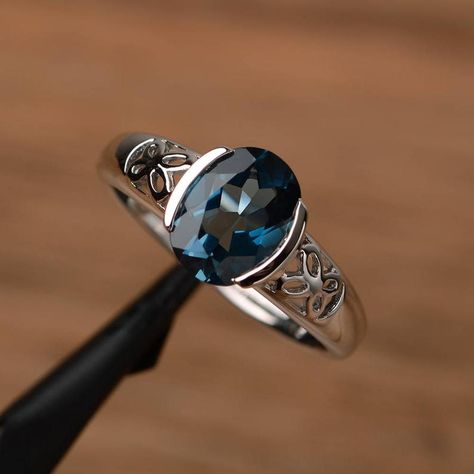 Silver Solitaire Engagement Ring, Oval Sapphire Ring, Sapphire Solitaire Ring, September Birthstone Rings, London Blue Topaz Ring, Blue Sapphire Diamond, Sterling Silver Engagement Rings, Ring Oval, Silver Engagement Rings