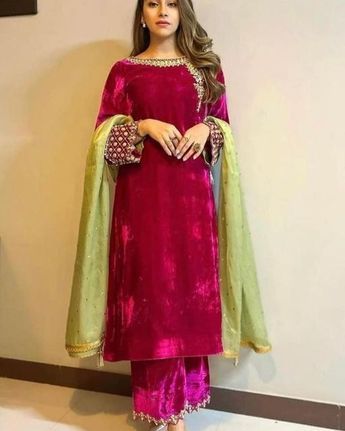 Velvet Suits Colour Combination, Welwet Dress, Kurta Plazo Design, Crochet Butterfly Patterns, Shadi Pic, Cool Crochet Patterns, Suit Poses, Basic Quotes, Indian Fits