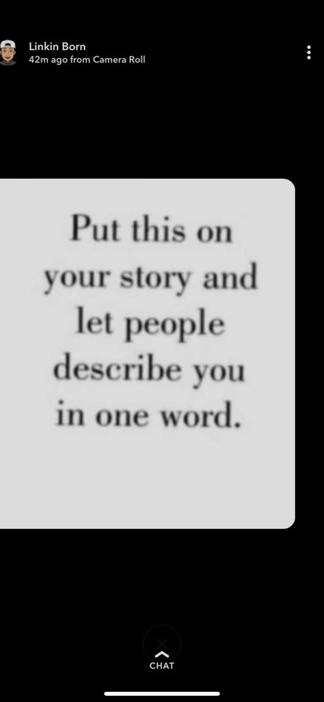 Describe Me In One Word Instagram Story, Thing To Put On Your Snap Story, Things To Put On Snapchat Story, What To Post On Snapchat Story, Chat Games, Snapchat Question Game, Snapchat Story Questions, Snapchat Questions, Snapchat Posts