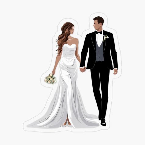 Get my art printed on awesome products. Support me at Redbubble #RBandME: https://www.redbubble.com/i/sticker/Bride-and-groom-at-a-wedding-by-flashcompact/157972135.O9UDB?asc=u Bride And Groom Stickers, Bride Stickers, Bride And Groom Images, Wedding Renewal, Fav Products, Phone Wallpaper Pink, Cute Easter Bunny, Plastic Stickers, Wallpaper Pink