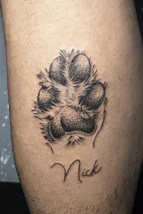 Dog Nose Print Tattoo, Paw Print Tattoos, Tattoo Aftercare Tips, Tatoo Dog, Dog Print Tattoo, Dog Memorial Tattoos, Pawprint Tattoo, Dog Paw Tattoo, Roman Numeral Tattoos