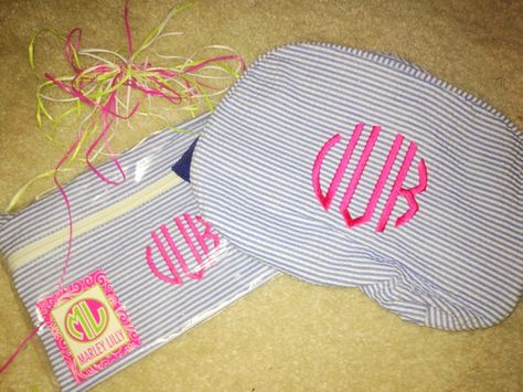 Monogrammed cosmetic bags -  Marley Lilly! Bridal Shower Wishes, Monogrammed Makeup Bags, Monogram Cosmetic Bag, My Backpack, Marley Lilly, Sorority Girl, Spring Fever, S Monogram, Sweet Gifts