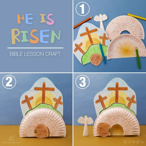 Easter Crafts Resurrection, Resurrection Sunday School Craft, Easter Sunday Church Crafts, The Tomb Is Empty Craft, Resurrection Sunday Crafts For Kids, Easter Children's Church Craft, Easter Sunday Children's Church, Jesus Is Risen Crafts For Preschoolers, Tomb Craft For Easter