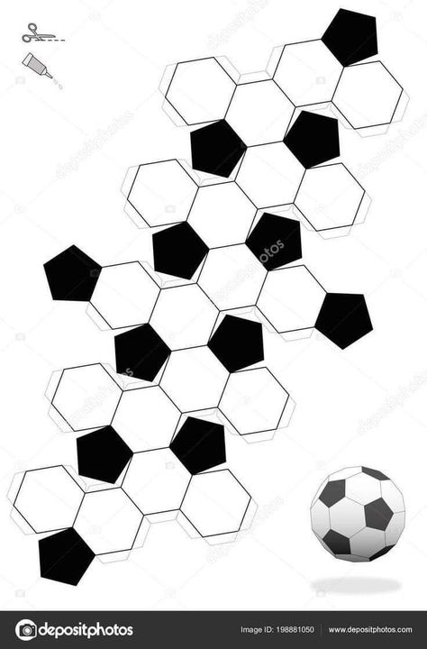 Printable Soccer Ball, Ideas Aniversario, Geometric Shapes Drawing, Soccer Birthday Parties, Ball Pattern, Paper Craft Ideas, Ramadan Crafts, Pattern Template, Diy Wooden Projects