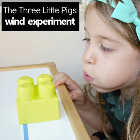 Wind Science Experiment Three Little Pigs Activity 3 Pigs, Three Pigs, Nursery Rhymes Preschool, Fractured Fairy Tales, Childrens Books Activities, Experiments Kids, Weather Theme, The Three Little Pigs, Hair In The Wind