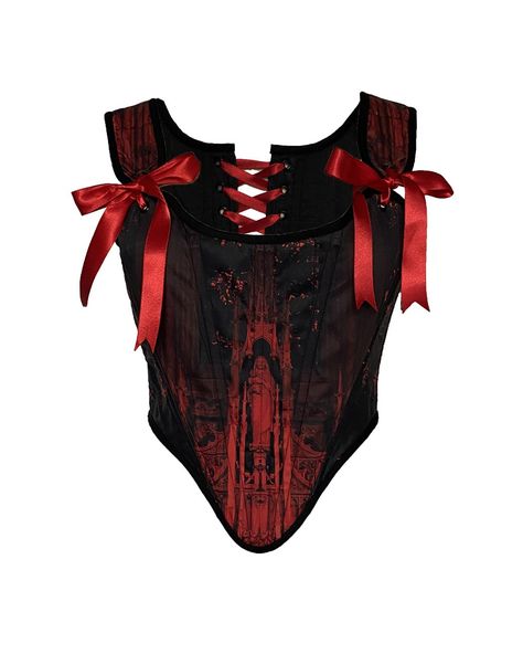 Armadura Cosplay, 2023 Clothing, Corset Black, Corset Shirt, Red Corset, Gothic Clothes, Goth Outfits, Black Ribbon, Dark Fashion