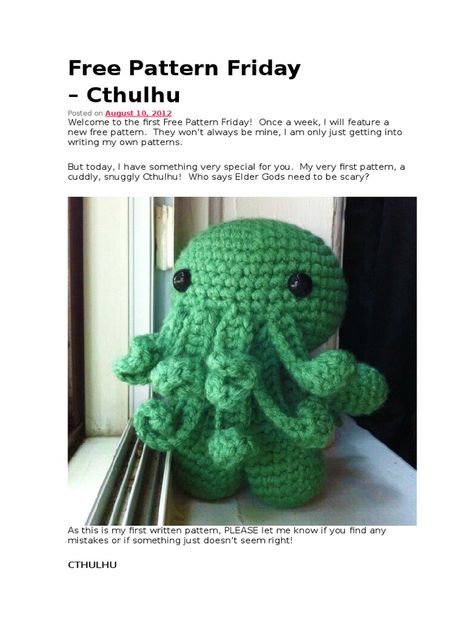 Cthulhu Crochet Pattern, Chuthulu Crochet Pattern, Crochet Chuthulu, Cthulu Amigurumi, Gargoyle Crochet Pattern, Cthulhu Crochet Pattern Free, Sasquatch Crochet Pattern, Lovecraft Crochet, Crochet Tentacles