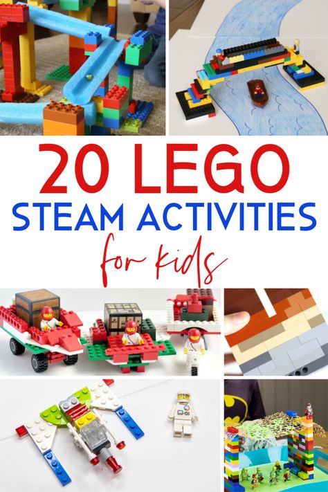 Steam Lego Activities, Lego Building Challenges, Lego Bridge Challenge, Lego Building Challenges For Kids, Lego Stem Activities Elementary, Lego Stem Challenges For Kids, Lego Club Ideas, Lego Creations For Kids, Lego Challenges For Kids