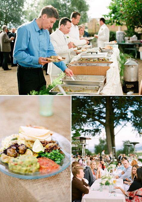 Wedding Food Bbq, Wedding Food Truck Receptions, Food Truck Reception, Wedding Food Truck, Mexican Fiesta Wedding, Taco Bar Wedding, Bbq Buffet, Wedding Buffet Food, Food Truck Wedding