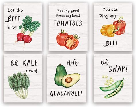 Funny Kitchen Art Print,Set of 6(8X10，Unframed) Beet Tomatoes Kale Vegetable Quote Canvas Poster,Botanical Farmhouse Style Wall Art for Restaurant Dining Room Decor: Amazon.co.uk: Kitchen & Home Wall Art For Restaurant, Vegetables Quote, Funny Kitchen Art, Kale Vegetable, Kitchen Room Decor, Fruit And Veg Shop, Funny Vegetables, Canvas Art Quotes, Handmade Gifts Diy