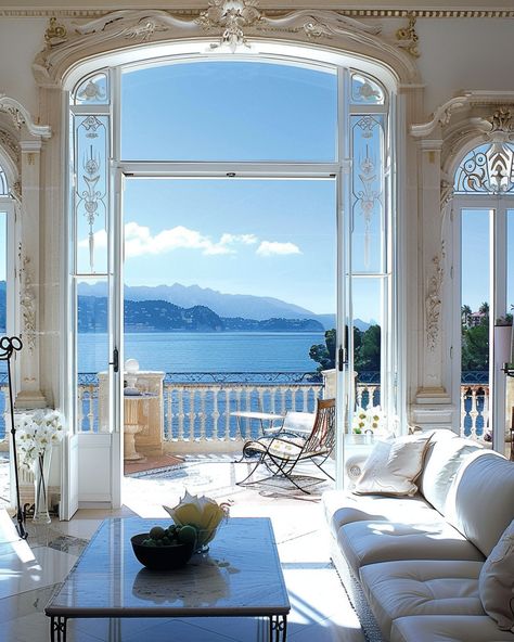 Neo-Classic Villa on the French Riviera French Riviera Decor Interiors, French Riviera Apartment, French Riviera Villa, French Riviera Interior Design, Classicism Aesthetic, French Riviera House, French Riviera Style Home, Key West Bungalow, Riviera Aesthetic