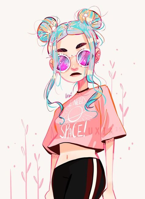 Space Buns Character Design, Space Girl Art, Drawing Hairstyles, Space Drawings, Space Buns, Space Girl, Cartoon Girl Drawing, Hair Design