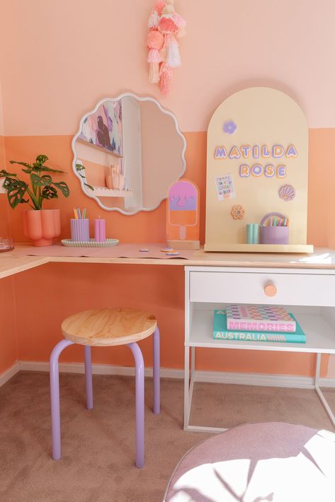 Desk For Girls Room, Neutral Playroom, Write Notes, Kids Bedroom Inspiration, Display Pictures, Writing Board, Things That Matter, Arched Mirror, Notice Board