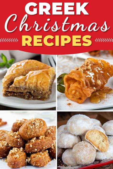 Get an authentic taste of Greece with these Greek Christmas recipes! From cookies to bread to soup, appetizers, and entrees, this will be a holiday feast you'll never forget. Greek Christmas Appetizers, Greek Christmas Bread, Greek Christmas Cookies Recipes, Mediterranean Christmas Recipes, Greek Christmas Desserts, Greek Christmas Food, Greek Desserts Authentic, Greek Cookies Recipes, Greek Christmas Dinner