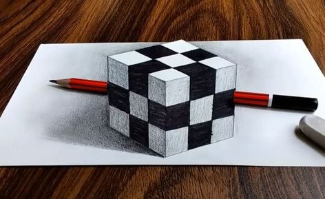 3d Illusion Drawing Step By Step, Easy Op Art Step By Step, 3d Art Drawing Easy Step By Step, Op Art Step By Step, Illusions Drawings, 3d Illusion Drawing, 3d Drawing Tutorial, Op Art Lessons, Broken Pencil