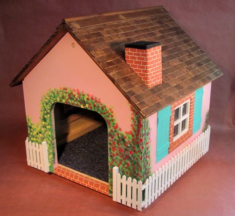 Cat cottage or small dog house - 2017 model by MrFinnsScratchPost on Etsy Cottage Kits, Small Dog House, Cat Cottage, Cardboard Cat House, Wooden Dog Kennels, Cardboard Cat, Cat House Diy, Cats Diy Projects, Dog House Diy