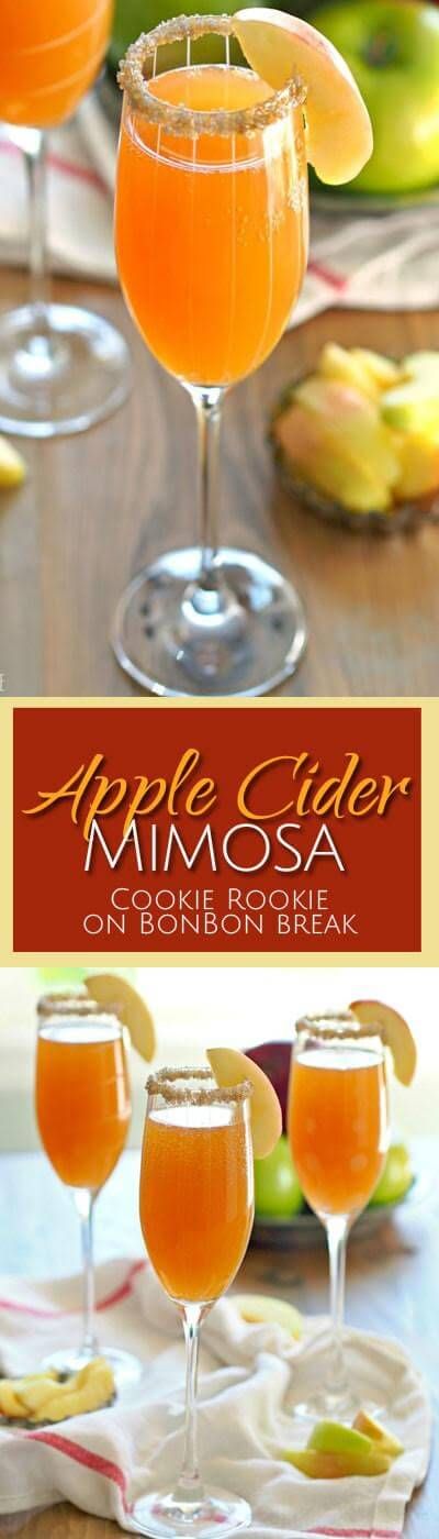 Apple Cider Mimosas are a perfect excuse for organizing brunch with friends. Why not, right? Happy fall! Best Mimosa Recipe, Apple Cider Mimosa Recipe, Cider Mimosa, Cider Cocktail Recipes, Old Fashioned Apple Pie, Fall Apple Cider, Cranberry Mimosa, Cider Mimosas, Apple Cider Mimosa