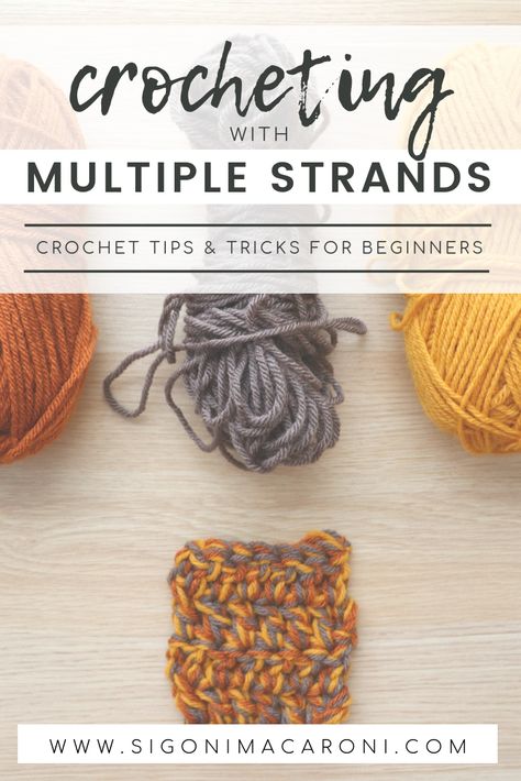 Crocheting with multiple strands of yarn is a great technique to try and has many benefits! You can create your own colorways, use it as a substitute for yarn you don’t have, or even experiment using yarns of different weights! It can also be used to create a sturdier fabric, like with my Colorblock Beach Bag. Try something new and learn this interesting technique with me. You might even get addicted! If you haven’t noticed, a lot of my patterns consist of crocheting holding two strands of ya... Crochet 2 Yarns Together, Crochet With 3 Strands Of Yarn, Crocheting With 2 Strands Of Yarn, Crochet With Multiple Strands, How To Crochet Multiple Colors, Crocheting With Two Strands Of Yarn, Crochet With 2 Strands Of Yarn, Two Strand Crochet, Crochet With Two Strands Of Yarn