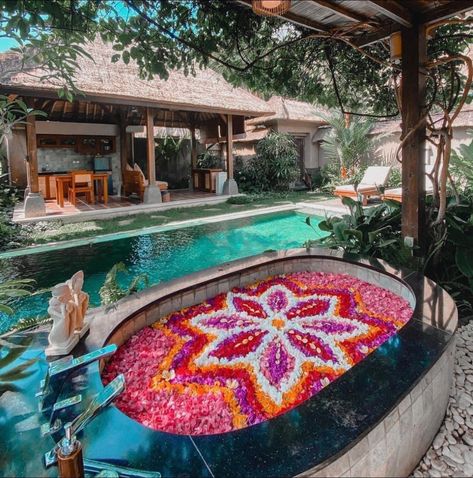 Bali Flower Bath Aesthetic, Flower Pool Bali, Flower Bath Aesthetic, Bali Flower Bath, Bali Girls, Bali Retreat, Aesthetic Angel, Bali Baby, Healing Retreats