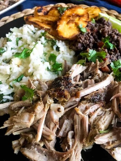 Beans And Plantains, Pork Rice Bowls, Cuban Rice And Beans, Cuban Rice, Baked Plantains, Rice Black Beans, Cuban Pork, Mojo Pork, Rice And Beans Recipe