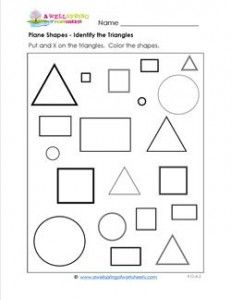 Plane Shapes - Identify the Triangles | A Wellspring Teaching Triangles Preschool, Triangle Shape Worksheets For Preschool, Find The Triangles Worksheet, Types Of Triangles Activities, Different Types Of Triangles Worksheet, Kindergarten Geometry, Plane Shapes, Geometry Triangles, Triangle Worksheet