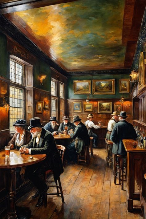 An old english pub by Arun KT - Playground Old English Pub Interior, English Pub Interior, Pub Illustration, Old English Pub, Old Irish Pub Aesthetic, English Pub Signs, Pub Interior Design, Old Irish Pub, Old Pubs In London