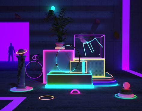 Random on Behance Sitemap Design, Events Aesthetic, Dj Console, Estilo Kitsch, Interaktives Design, Light Art Installation, Nightclub Design, New Retro Wave, 3d Street Art