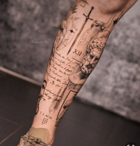 Lost In Time Tattoo, Form Arm Tattoo, Men Simple Tattoo, Men’s Full Sleeve Tattoo, Quad Tattoo For Men, Tattoo Sleeve Men Arm, Geometric Tattoo Leg, Simple Leg Tattoos, Natur Tattoo Arm