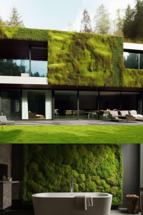 A tranquil interior featuring a lush green moss wall, blending nature-inspired design and environmental benefits for a soothing, eco-friendly space. Decorate Cubicle At Work, Baddie Bedroom Ideas, Room Ideas Aesthetic, Living Art, Moss Wall, Green City, Rustic Kitchen Decor, Sustainable Garden, Art Green