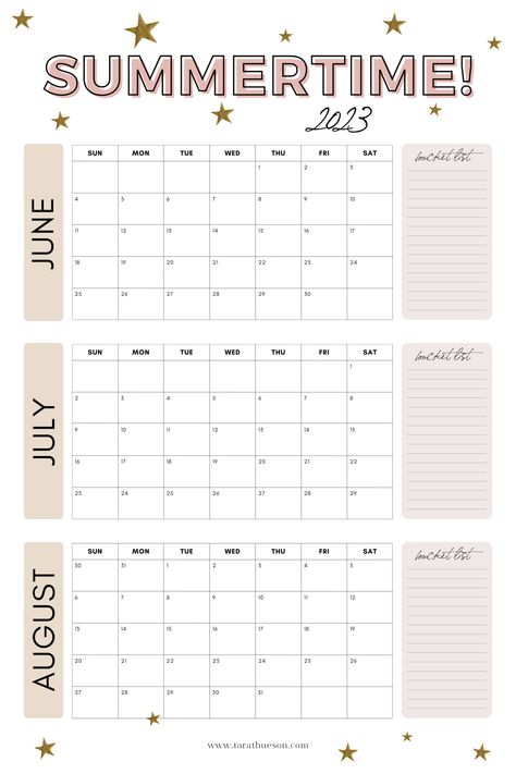 Summer Calendar 2023, Summer Calendar Ideas, Printable Calendar 2023 Free, Free Calendar 2024, Summer Calendar 2024, 2023 Calendar Printable Free, Summer Planner Printables, Summer Months Calendar, Summer Calendar Printable