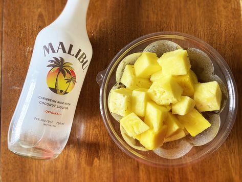 TikTok's Adult Pineapple Recipe | POPSUGAR Food Malibu Soaked Pineapple, Beach Snacks For Adults, Beach Foods, Beach Day Food, Trip Vibe, Beach Snack, Beach Eats, Adult Snacks, Boozy Treats