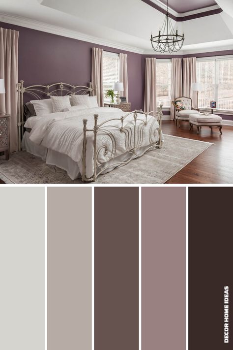 4 Lavender Bedroom Color Scheme, Soft Pink Curtains, Cozy Bedroom Color Schemes, Mauve Bedroom Ideas, Lavender Bedroom Ideas, Color Schemes Bedroom, Orange Interior Design, Young Woman Bedroom, Mauve Bedroom