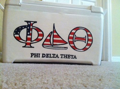 phi delt Pi Kapp, Phi Delt, Formal Cooler Ideas, Greek Crafts, Phi Theta Kappa, Fraternity Coolers, Diy Cooler, Phi Delta Theta, Coolest Cooler