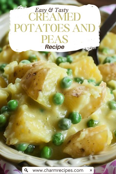 Creamed Peas and Potatoes is a timeless recipe that brings together tender peas and buttery potatoes in a rich, creamy sauce. This dish is the perfect side for any meal, offering a balance of texture and flavor that's simply irresistible. Whether you’re cooking for a family dinner or a special occasion, this recipe will quickly become a favorite at your table. It’s a comforting classic that’s both easy to make and deeply satisfying. Potatoes And Peas Creamy, Pea Sides, Creamer Potatoes Recipes, Potatoes And Peas Recipe, Creamed Peas And Potatoes, Potato Side Dishes Easy, Potatoes And Peas, Buttery Potatoes, Baked Donut