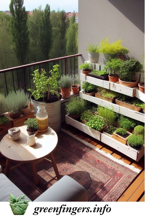 Discover the secrets of cultivating a thriving herb garden on your balcony. From choosing the right herbs to nurturing them like a pro, we've got you covered. Gardening Balcony Ideas, Urban Herb Garden, Home Garden Apartment, Terrace Herb Garden, Balcony Kitchen Garden, Balcony Allotment, Herbs On Balcony, Balcony Herb Garden Apartment, Herb Garden Inspiration