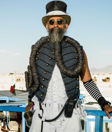 Ten Years at Burning Man, In Photographs | WIRED Burning Man Images, Africa Burn, Crazy Costumes, Burning Man Costume, New Look Fashion, Burning Man Fashion, Burning Man Outfits, Burning Man Festival, Black Costume