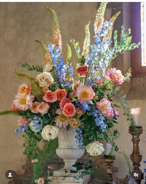 Wildflower Centerpieces, Wildflower Wedding Theme, Urn Arrangements, Multicolor Wedding, Bright Wedding Flowers, Enchanted Garden Wedding, Wedding Instagram, Wedding Planning Decor, Spring Wedding Flowers