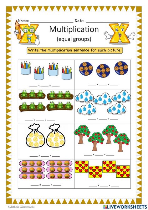 Multiplication Equal Groups, Equal Groups Multiplication, Array Worksheets, Multiplication Arrays, Classroom Preparation, Multiplication Strategies, Alphabet Crafts Preschool, Learning Multiplication, Preschool Workbooks