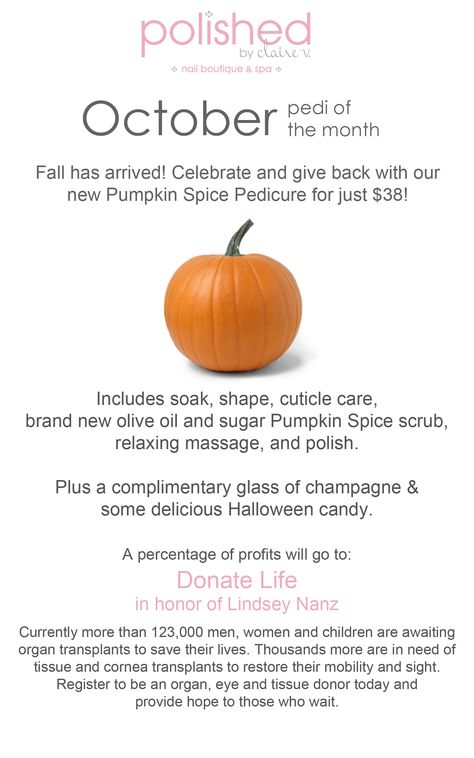 Thanksgiving Hair Appointment Quotes, October Salon Promotions, Halloween Appointments Available, Halloween Hair Salon Quotes, Salon Halloween Promotions, Blow Bar, Fall Pedicure, Bar Quotes, Donate Life