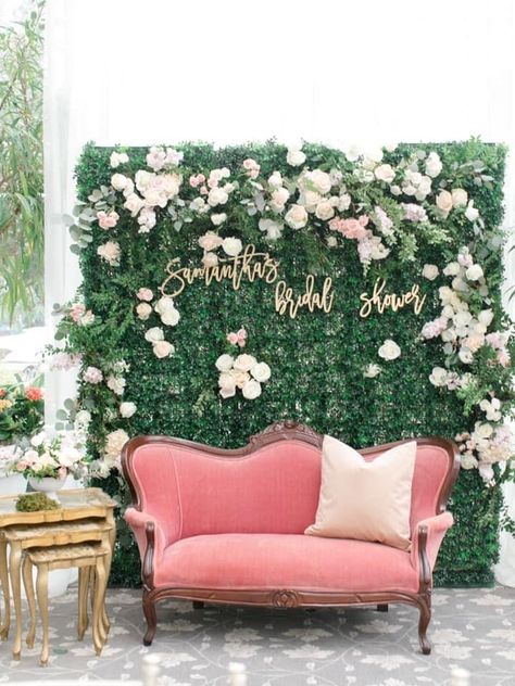 Wall For Photos, Bridal Backdrops, Grass Backdrops, Pink Grass, Bridal Tea Party, Bridal Shower Backdrop, Spring Bridal Shower, Girls Night Party, Bridal Shower Inspiration