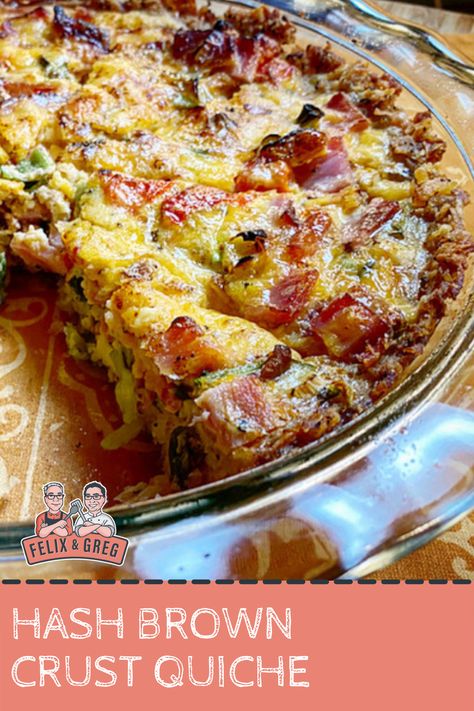 Ham And Cheese Quiche With Hashbrown Crust, Quiche Recipes Hashbrown Crust, Hash Brown Appetizer Recipes, Quiche Recipes With Hashbrown Crust, Fun Friday Meals Families, Hash Brown Crust For Quiche, Spoon Fork Bacon Hash Brown Quiche, Easter Breakfast Ideas Gluten Free, Hash Brown Crust Quiche Recipes