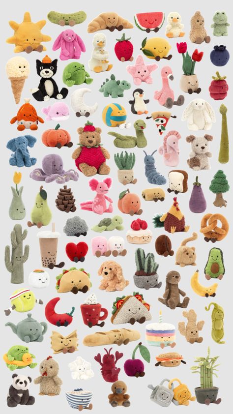 jelly cats Jelly Cats Stuffed Animals, Jelly Cat Stuffed Animals, Jellycat Aesthetic, Jellycat Amuseable, Girly Christmas Gifts, Jelly Cat, Jellycat Stuffed Animals, Cat Collage, Best Gift Baskets