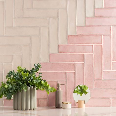 Tileworks Montblanc Brick | Feature Tiles | Original Style Contemporary Tile, Glazed Ceramic Tile, Pink Tiles, Large Format Tile, Feature Tiles, Brick Tiles, Wooden Crates, Style Tile, Décor Diy