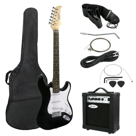 Electric Guitar Kits, Black Electric Guitar, Electric Guitar And Amp, Cheap Guitars, Electric Guitar Design, Guitar Cable, Guitar Kids, Guitar Kits, Cool Electric Guitars